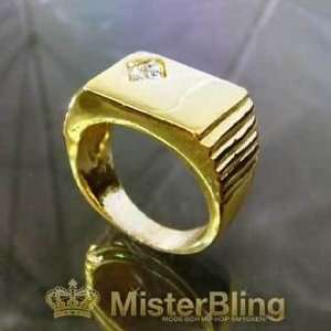  HIPHOP ring Gamblers Gold n Diamond Signet Ring 