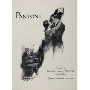  1929 Lovers Embrace Man Woman Original Pantone Print 