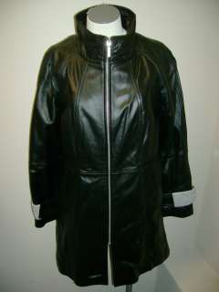 Centigrade Lamb Leather Coat w/Removable Faux Fur Black  