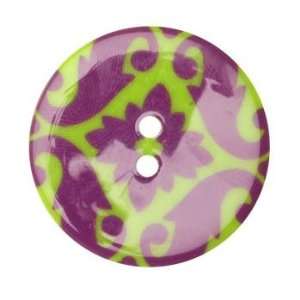  Fashion Button 1 3/8 Damask Lime/Purple By The Package 