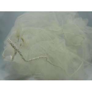  Wedding Veil   Full Tulle Veil with sewn edges Ecru (off 