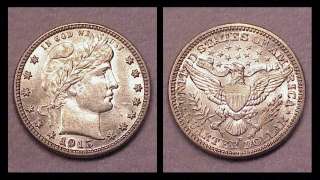 1915 D Liberty Head (Barber) Quarter Dollar  CH/UNC  