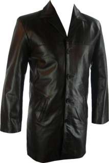 Mens Mid length Brown Leather Jacket coat M  EU 40Q8  