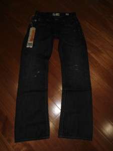 Buckle Mek Denim NATAL Black Wash Flap Pkt Distressed Bootcut Jeans 
