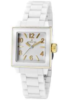 Invicta Watch 1171 Womens Ceramics White Dial 18K Gold Plated SS Case 