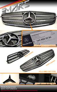 Black C63 AMG Style GRILLE GRILL for Mercedes Benz W204  