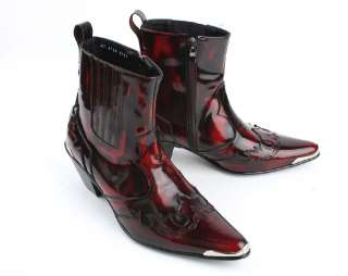 HJ4714 Mens Handmade Leather Western Boots D.Red US  
