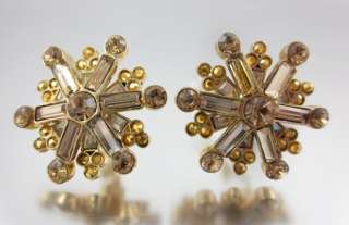 NEW ST. JOHN Gold Tone Burst Rhinestone Earrings $145  