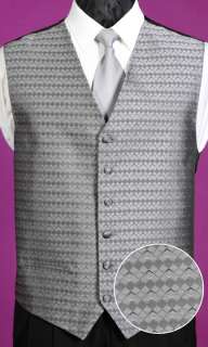 Mens Tuxedo Vest and Necktie ETERNITY SILVER PLATINUM  