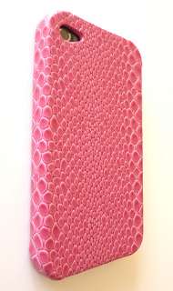   iPhone 4 4S Designer Pink Crocodile Leather Faceplate Phone Cover Case