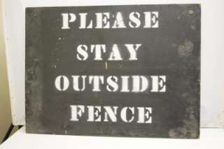   Game Farm Vintage Original Sign Stay Outside Fence Product Image