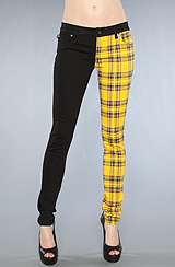 Tripp NYC The Split Leg Pant in Black and Yellow Plaid