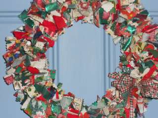 GORGEOUS HANDMADE COUNTRY CHRISTMAS RAG WREATHS MUST SEE  