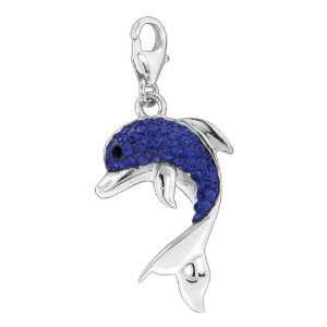 Pasionista Unisex Anhänger Delfin mit blauen Kristallen 925 Sterling 