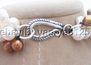 Fresh Water cultured pearl, white and brown potato pearl, white shell 