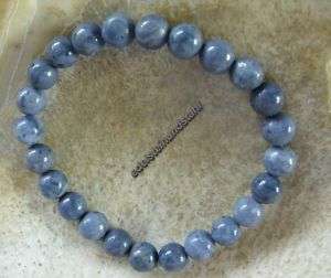 Elegante 8 mm blaue Korallen Perlen Armband 19,5 cm  