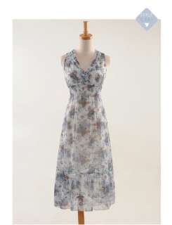 Korean Women V Neck Floral Dress 8409R,BNWT, BLUE,1 sz  