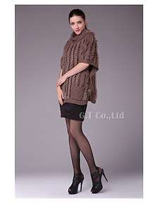   fur knitted Jacket overcoat garment outwear parkal shawl with pocket