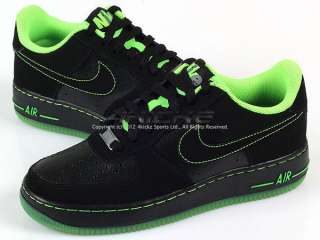 Nike Air Force 1 (GS) Black/Metallic Grey Electricity Green Classic 