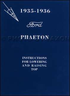 1935 1936 Ford Phaeton Convertible Top Owners Manual with Envelope 