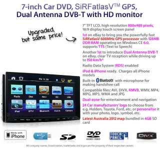 DIN Car DVD GPS Dual Antenna DVB T Player RMVB CD  
