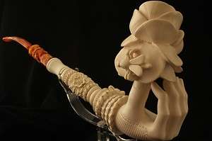 ROSE in a LADY´s HAND Block Meerschaum Pipe in a presentation CASE 