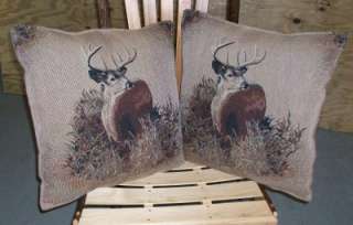   Rocking Chair Pad, Cushion, 2 Throw Pillows, Mule Deer 17 New  