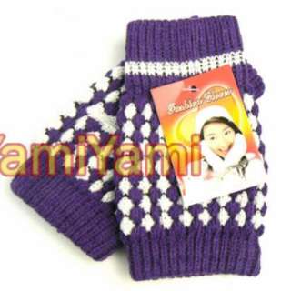 Wool Cloth Winter Short Finger Fingerless Warm Glove For Girl Woman 