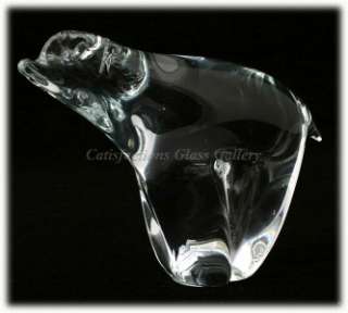 Swedish Crystal Art Glass Polar Bear Figurine Animal Paperweight Mid 
