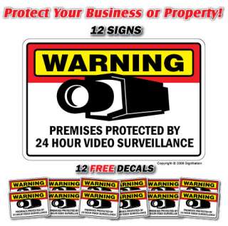 SECURITY SURVEILLANCE SIGN 12 Signs & 12 Decals video  