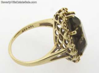 Vintage Smokey Topaz Designer Made 14k Gold Ring  