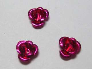 200 HotPink Aluminum Metal Rose Flower Beads 6mm  