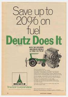 1972 Deutz Air Cooled Diesel Tractor Ad  