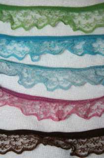 yd Rose Brown Turquoise Blue stretch lace trim 7/8  