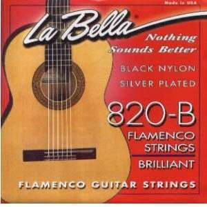 LA BELLA 820 B BLACK NYLON FLAMENCO GUITAR STRINGS 820B  