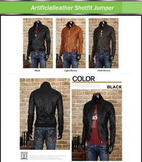 B10 01 Mens Korea Style Casual Leather Jacket / L~XL  