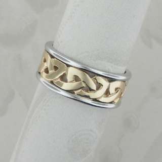14K Celtic Wedding Ring White Trim IRISH Made 5 Made in Ireland by 