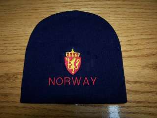 Norwegian Norway Crest Knit Beanie Hat Embroidered  