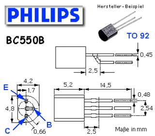 BC550B 50x Transistor NPN 45V 100mA BC550 TO92°  