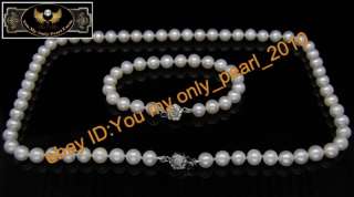 MP Fine 6 7MM AAA+ white pearl jewelry sets 925s clasp  