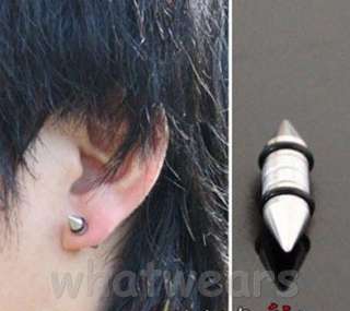 One Pair Bullet Shaped Personality Magnetic Stainless Steel Earrings 
