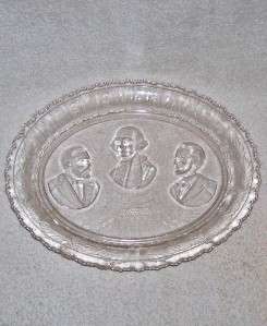 EAPG IN REMEMBRANCE BREAD TRAY/ PLATE THREE PRESIDENTS  
