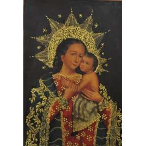  Brocade Clothe Madonna & Child   Unque Cuzco Oil Painting 