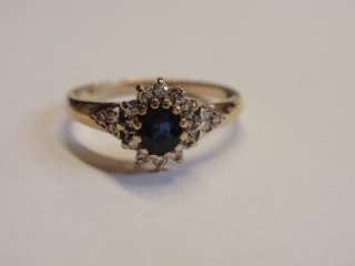   1980S 9CT. GOLD, SAPPHIRE & DIAMOND ENGAGEMENT RING, CLUSTER  