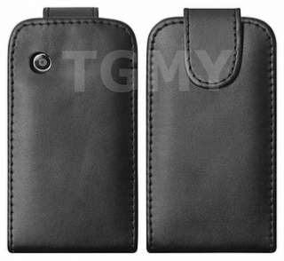 BLACK LEATHER FLIP CASE COVER FOR LG GS290 COOKIE FRESH  