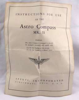 WWII US Military Aviation Aircraft ASTRO COMPASS MKII D500 in Orig 