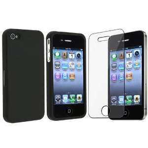 Black Hard Case Cover+Screen Protector Compatible With iPhone® 4 4th 