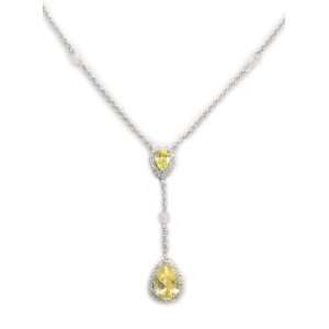 Jewelry Silver Tone Peridot August Birthstone Tear Drop Shape Necklace 
