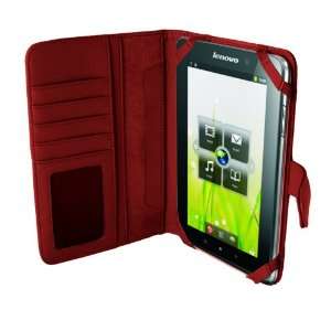  MiTAB Red Leather Flip Open 7 Inch Book Style Carry Case 