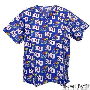  University of Kansas Scrubs Top Shirt KU Jayhawks Logo 100 
